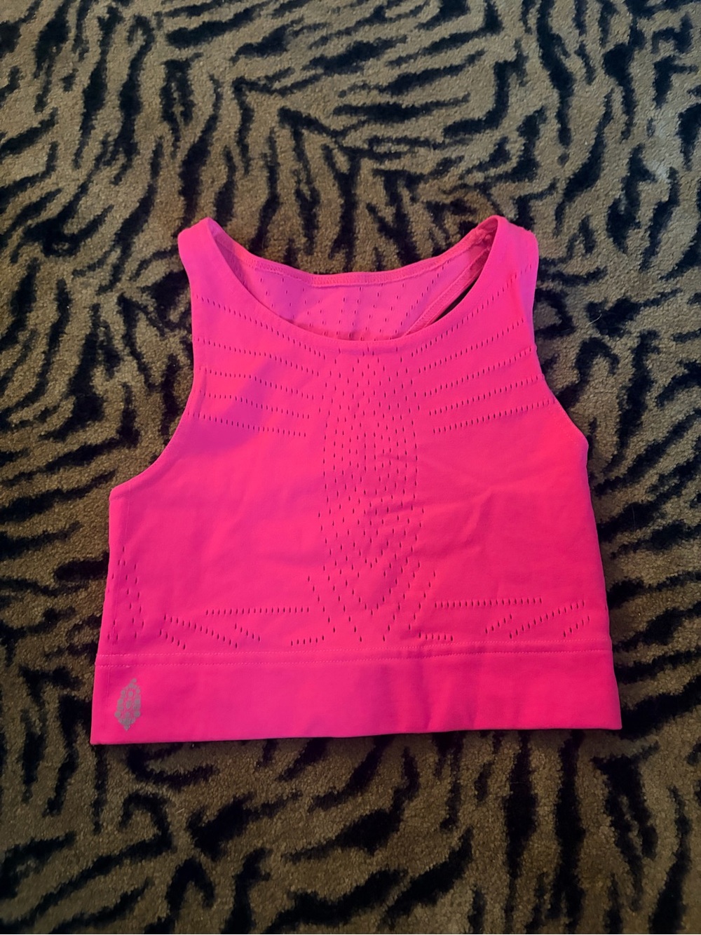 Free People Hot Pink Seamless Perforated Sports Bra Crop